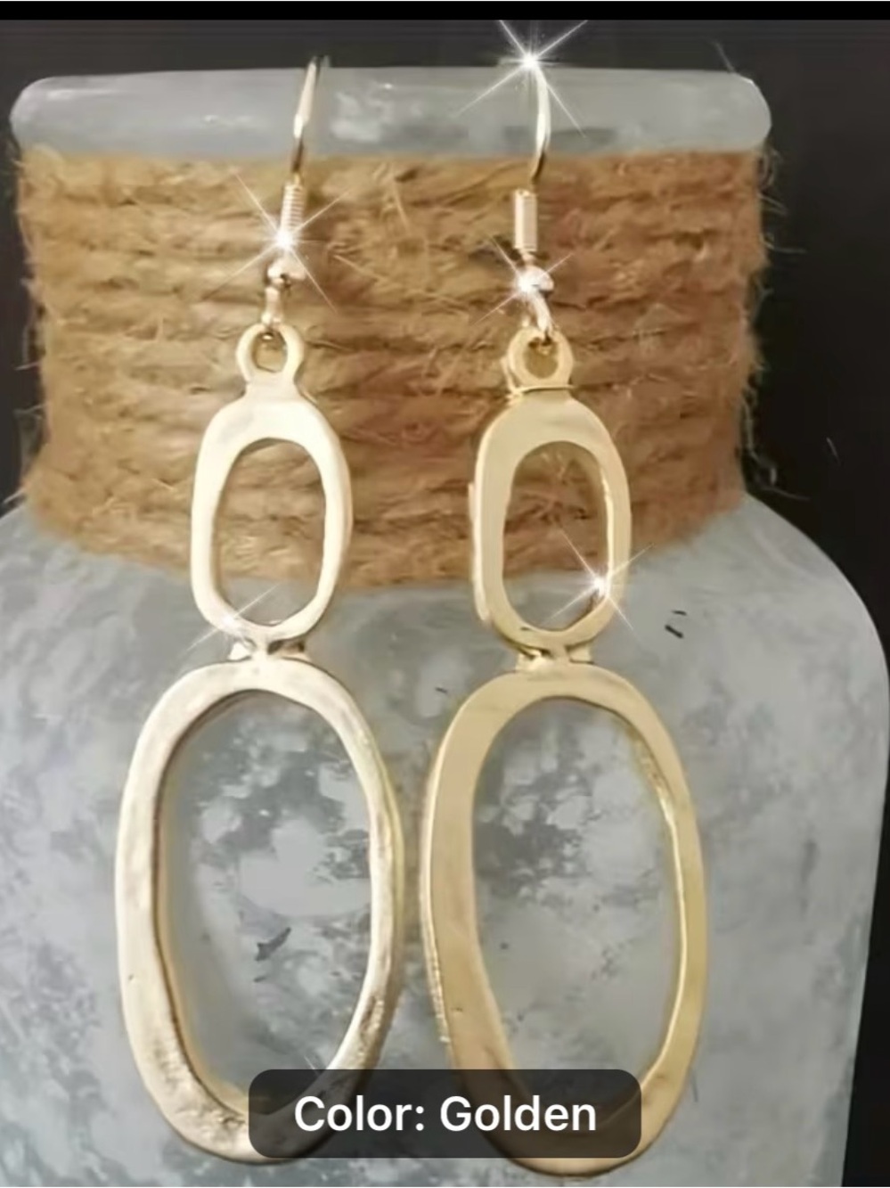 Golden Oval Drop Earrings - Women's Jewelry